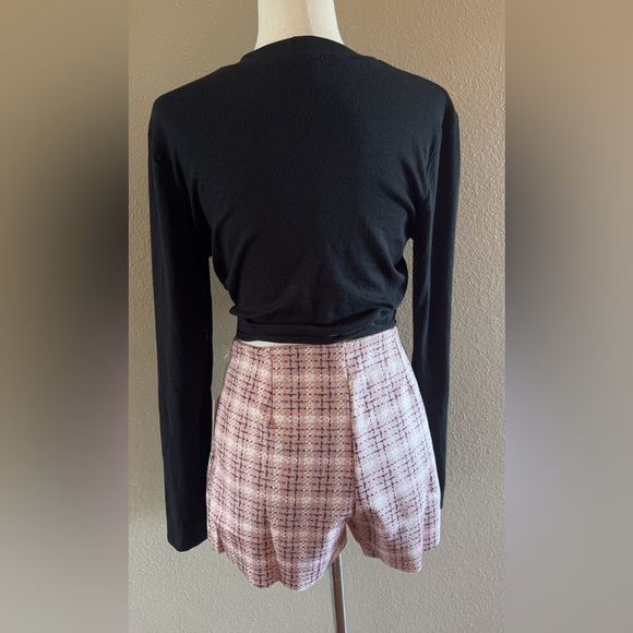 Pink plaid high waisted stylish skort - Picture 4 of 12